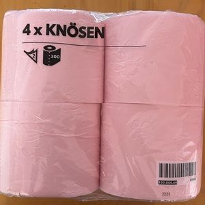 IKEA pink toilet paper. 1 pack contains 4 rolls.